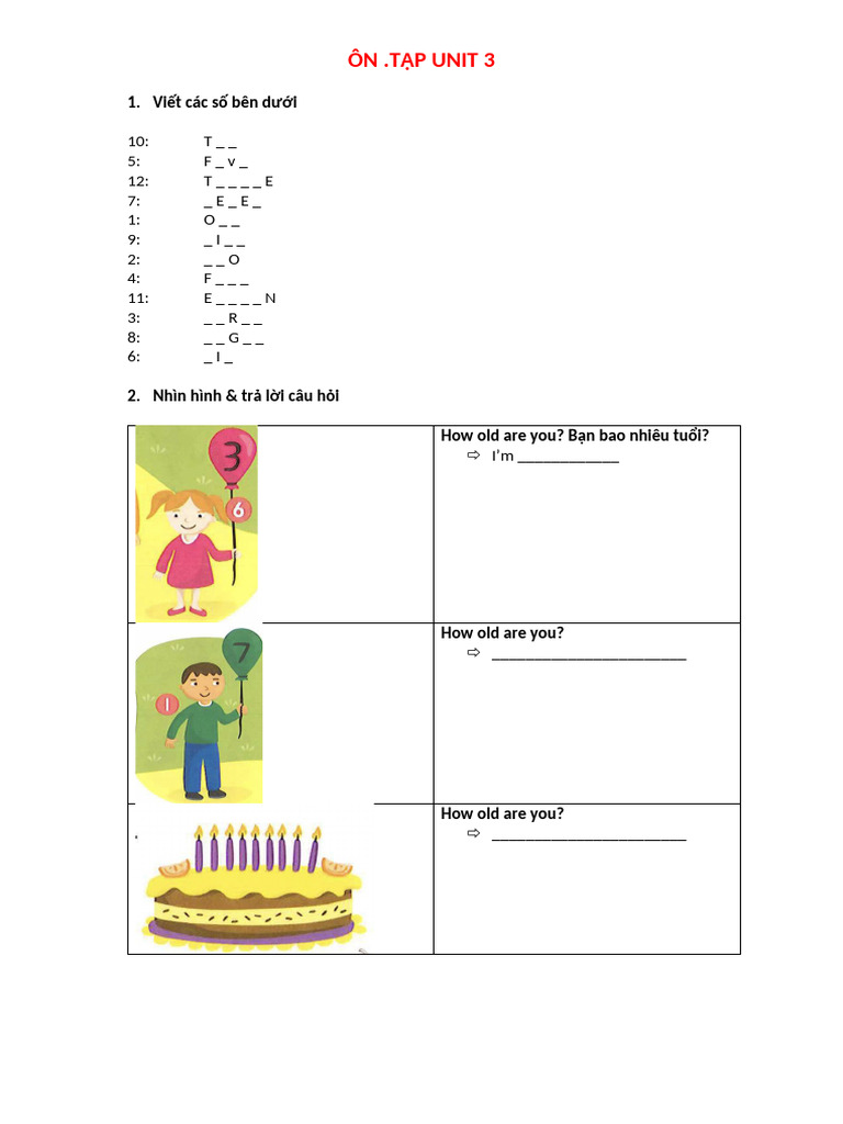 Ôn Tập Unit 3 | PDF
