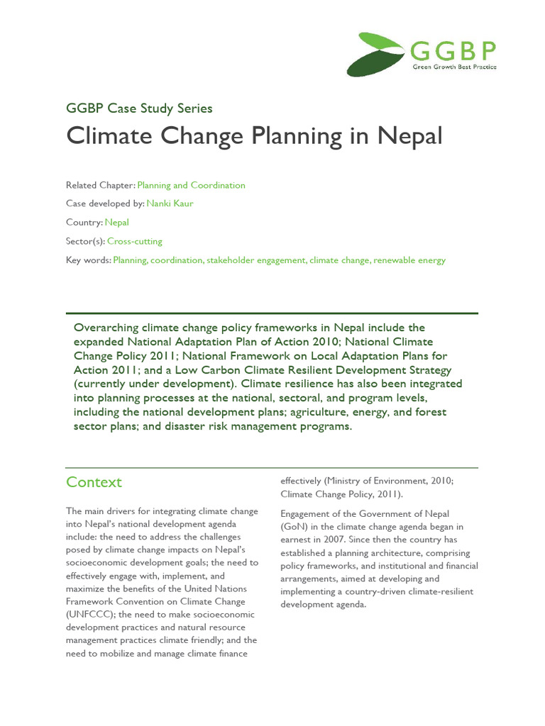 Climate Change Planning in Nepal | PDF | Climate Resilience | Climate ...