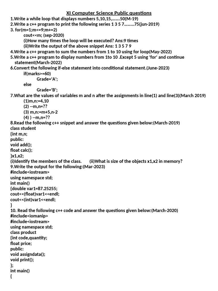 C++ Programming Questions and Answers | PDF | Inheritance (Object ...
