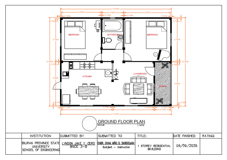 Ground Floor Plan with Room Dimensions | PDF