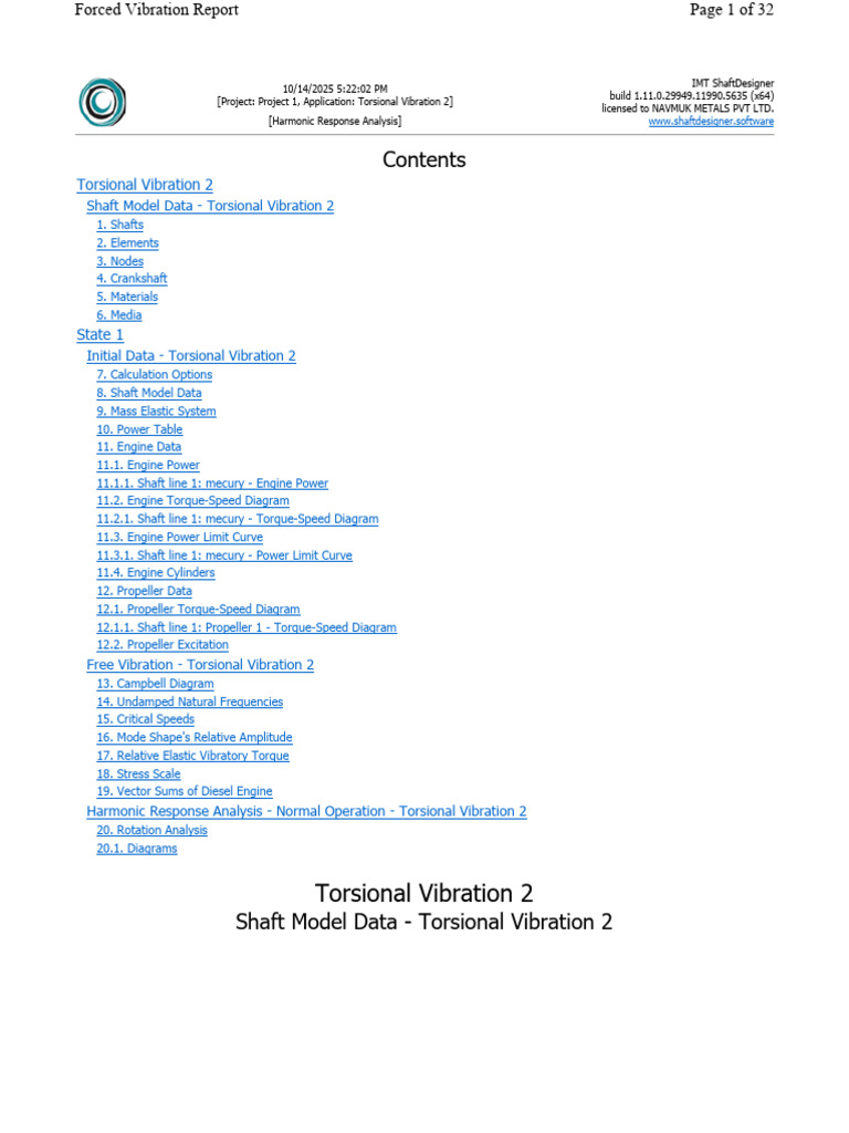 Torsional Vibration Analysis Report | PDF | Mechanical Engineering ...