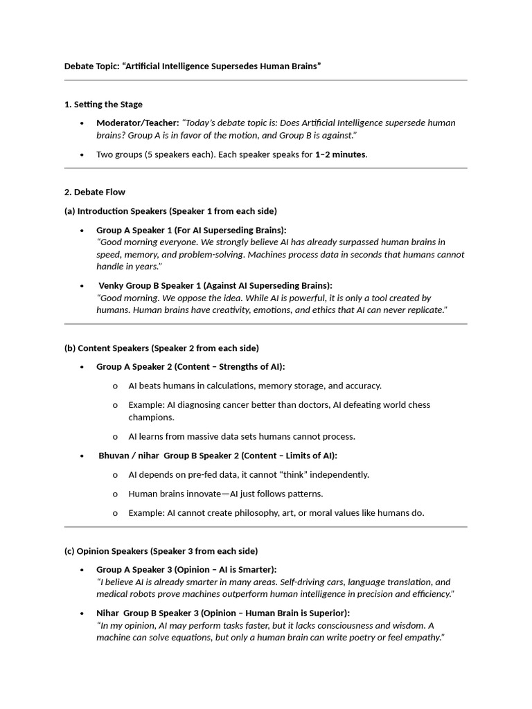 Debate | PDF | Artificial Intelligence | Intelligence (AI) & Semantics