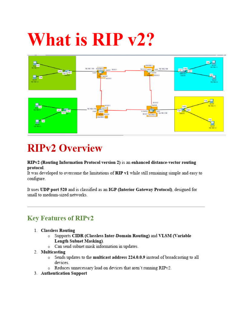 RIPv2: Features, Configuration, and Benefits | PDF | Networks ...
