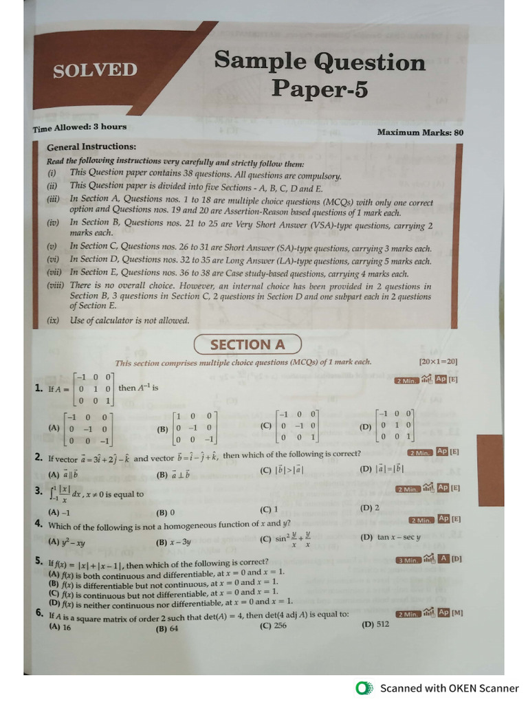 Sample Paper 5 | PDF