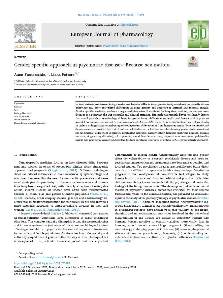 Gender Differences in Psychiatric Disorders | PDF | Schizophrenia ...