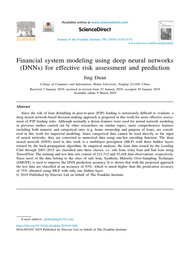 DNNs for P2P Lending Risk Assessment | PDF | Deep Learning | Debt