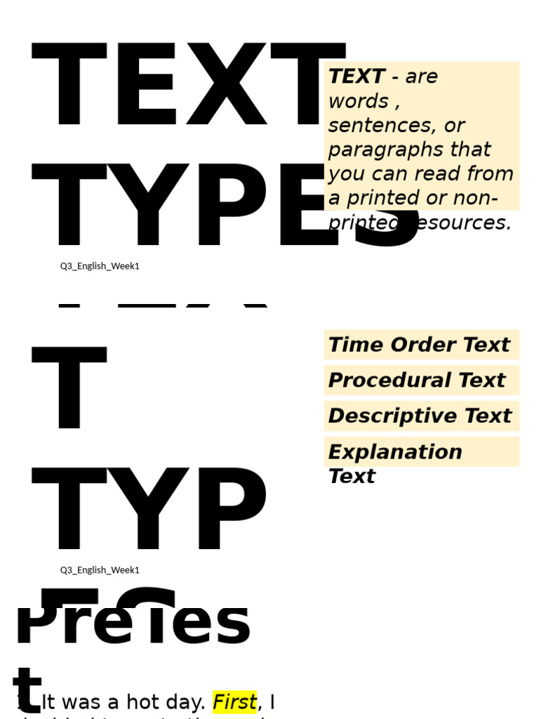 Types of Text: Time Order & Procedures | PDF | Water | Rainbow