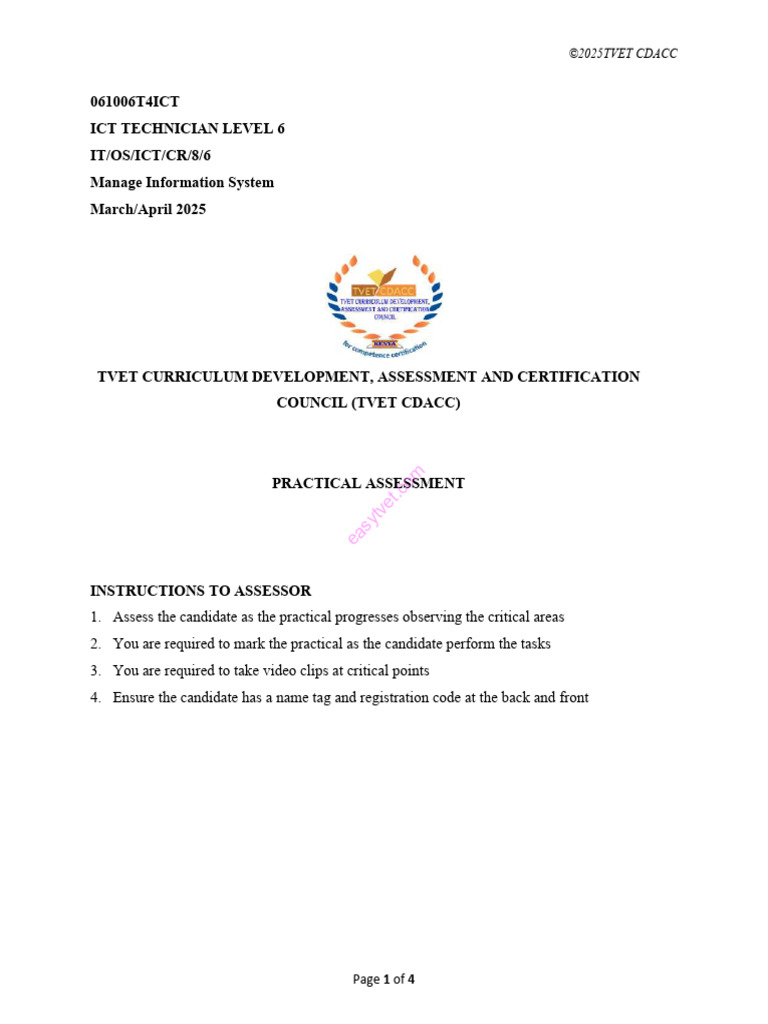 ICT Technician Level 6 Practical Assessment | PDF