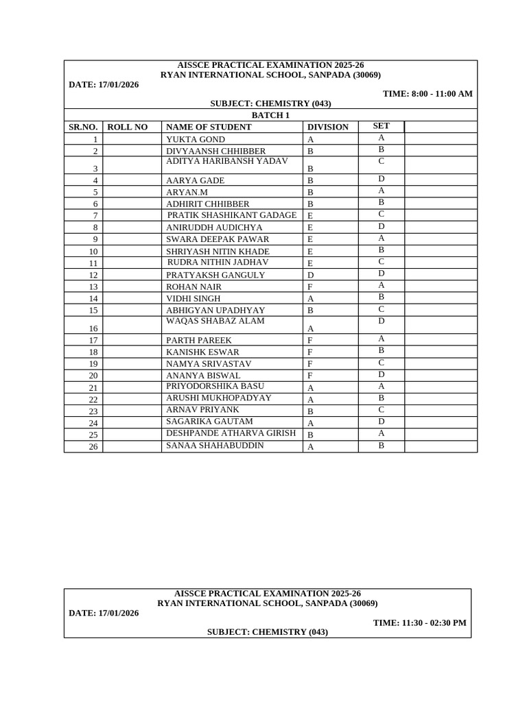 AISSCE Chemistry Practical Exam 2025-26 | PDF