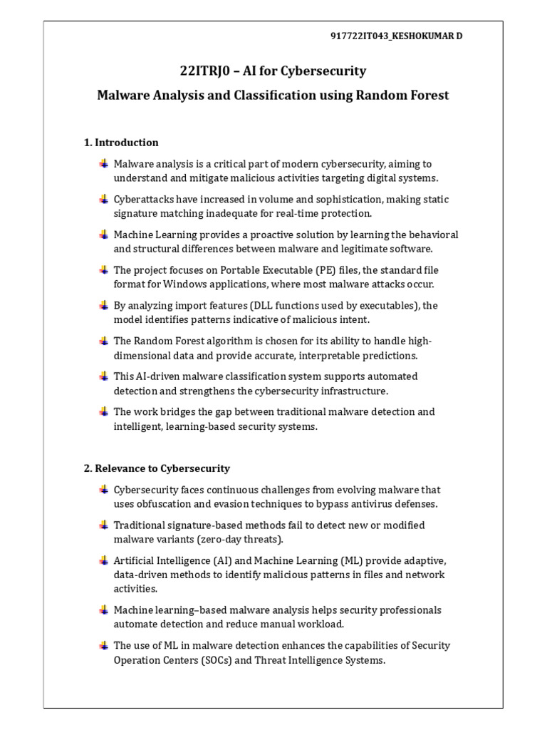 AI Malware Classification with Random Forest | PDF | Malware | Receiver ...