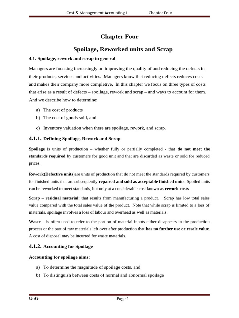 Accounting for Spoilage and Rework | PDF | Cost Of Goods Sold | Scrap