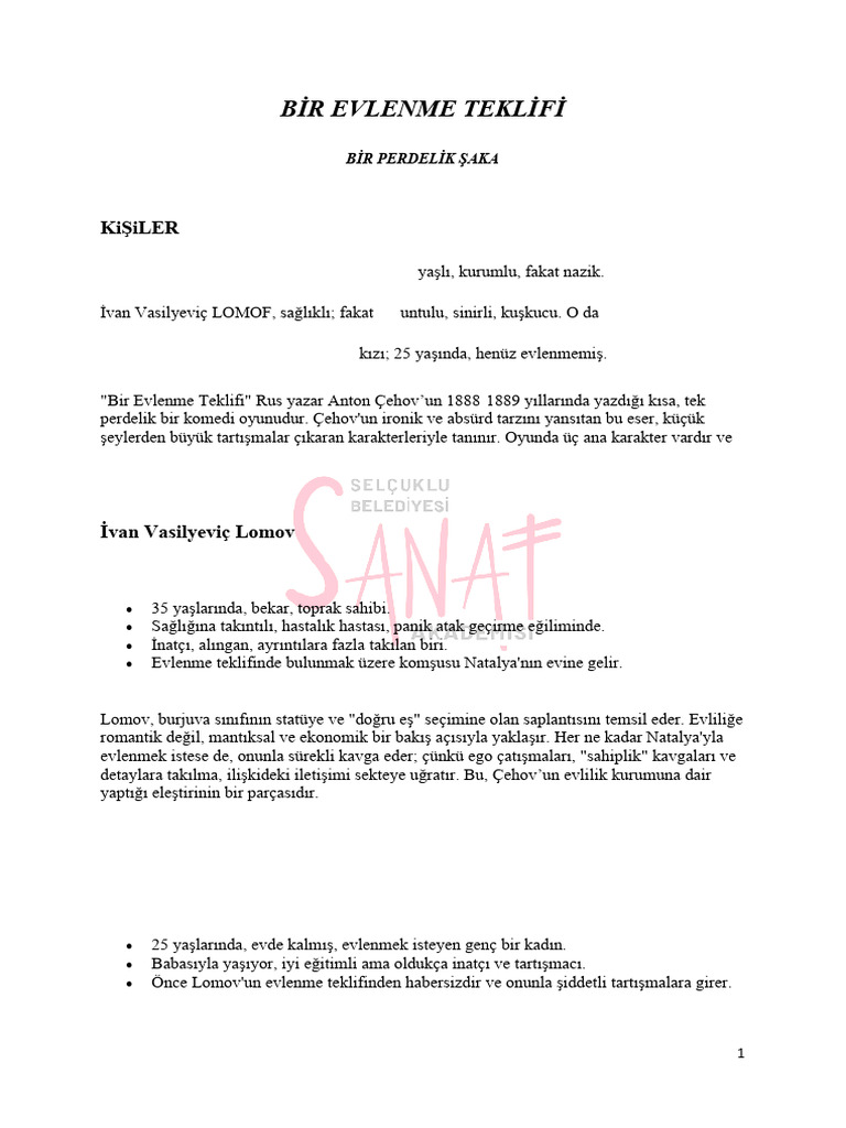 Bir Evlenme Teklifi | PDF