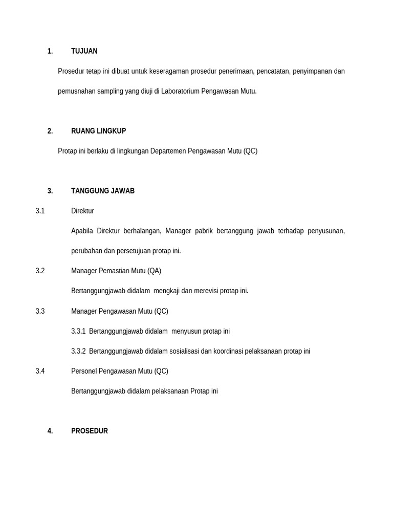 Protap Penerimaan dan Pengujian Sampel QC | PDF