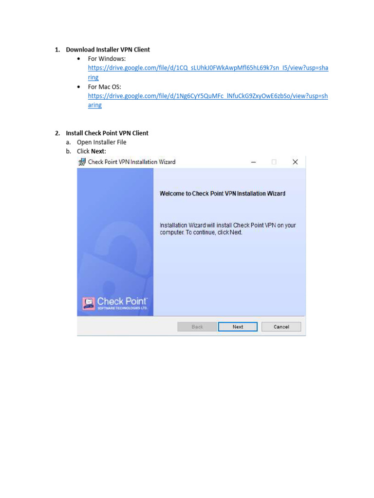 Check Point VPN Client Installation Guide | PDF