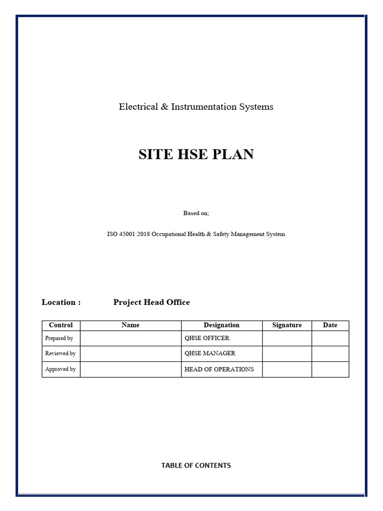 HSE Plan for Electrical Systems Installation | PDF | Occupational ...