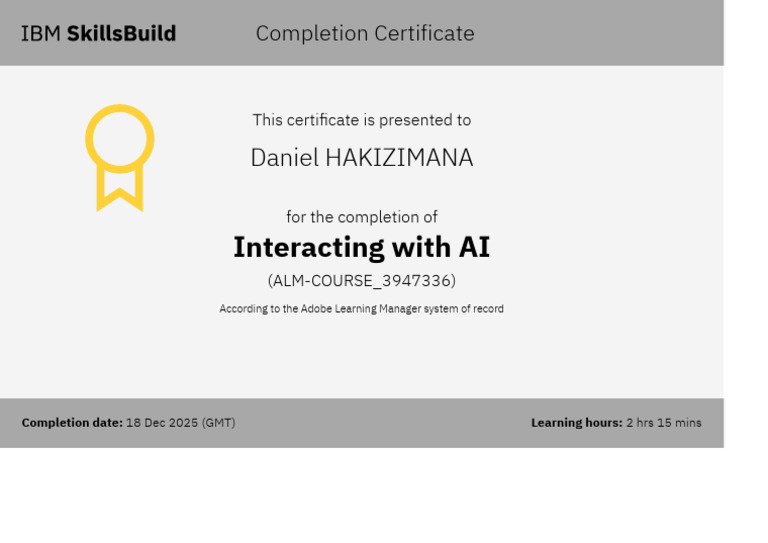 Completion Certificate for AI Course | PDF