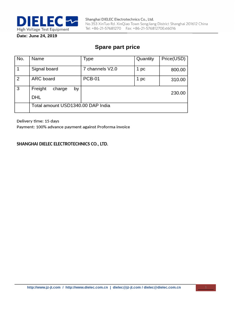Spare Parts Pricing and Details | PDF