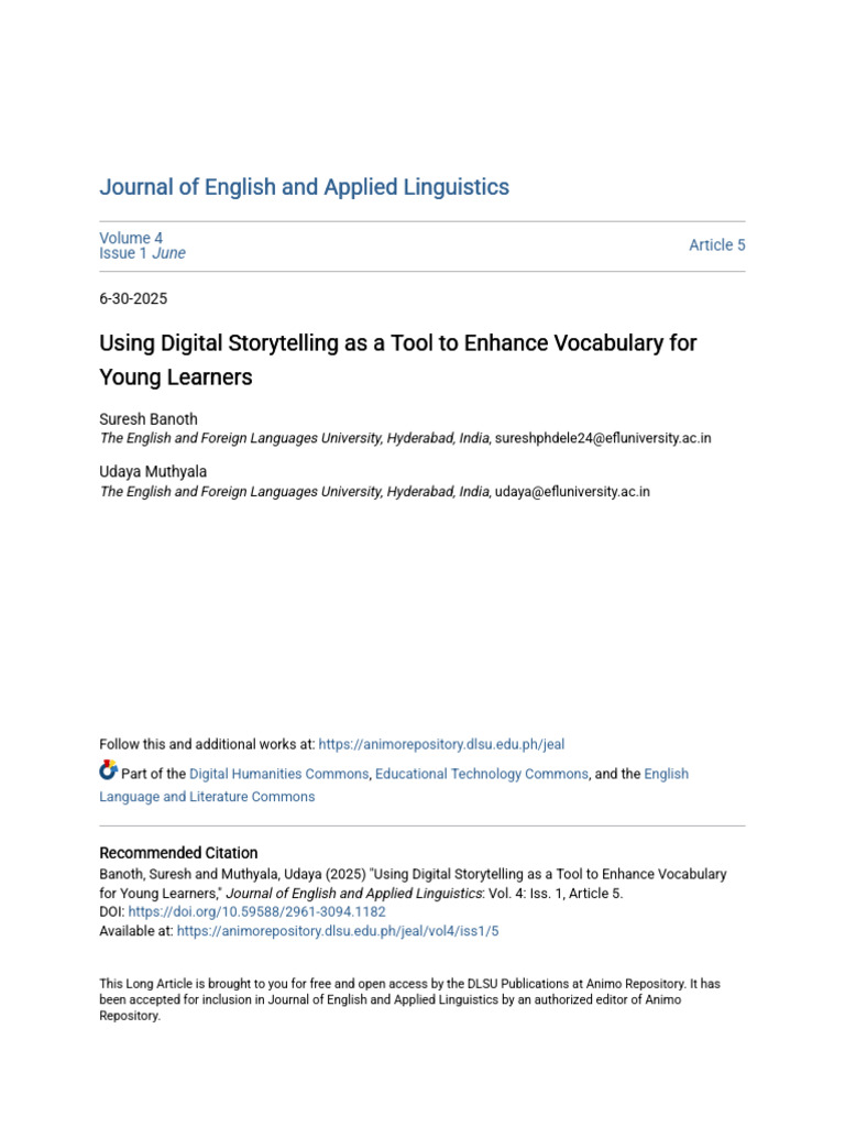Enhance Vocabulary with Digital Storytelling | PDF | Vocabulary ...