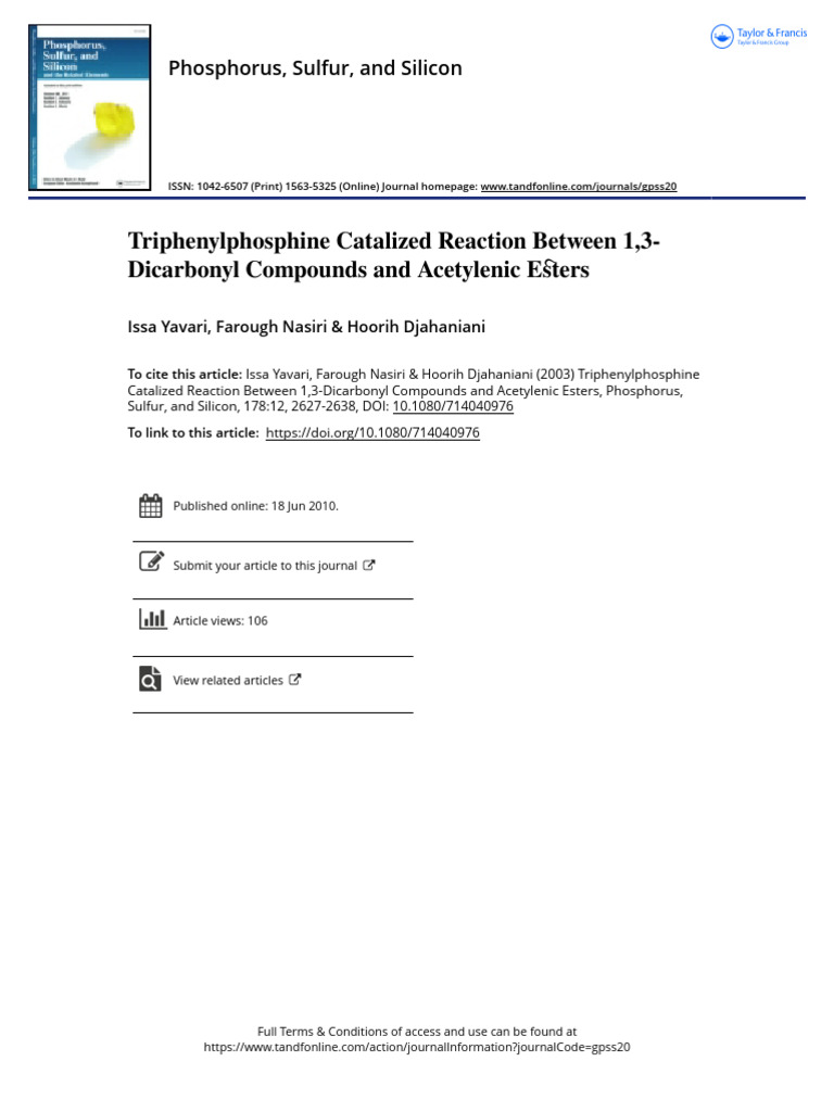 Triphenylphosphine Catalized Reaction Between 1 3-Dicarbonyl Compounds ...