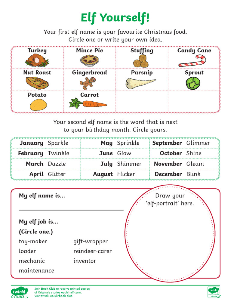 t e 1636992104 Elf Yourself Activity Sheet Ver 1 | PDF