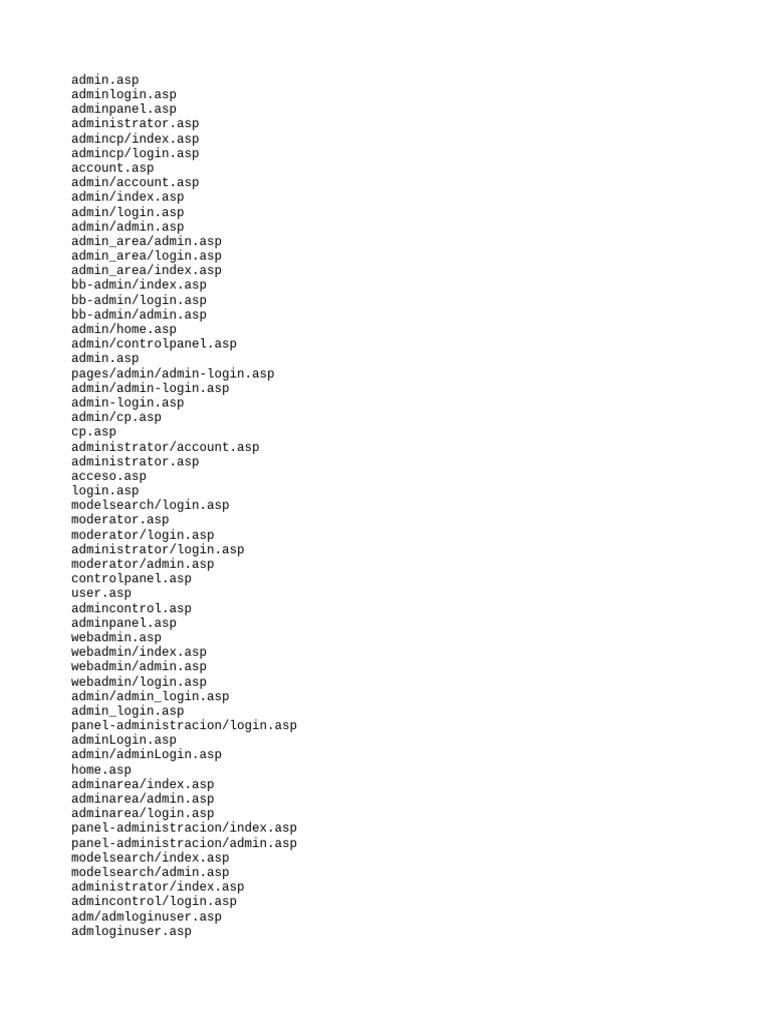 ASP Wordlist | PDF