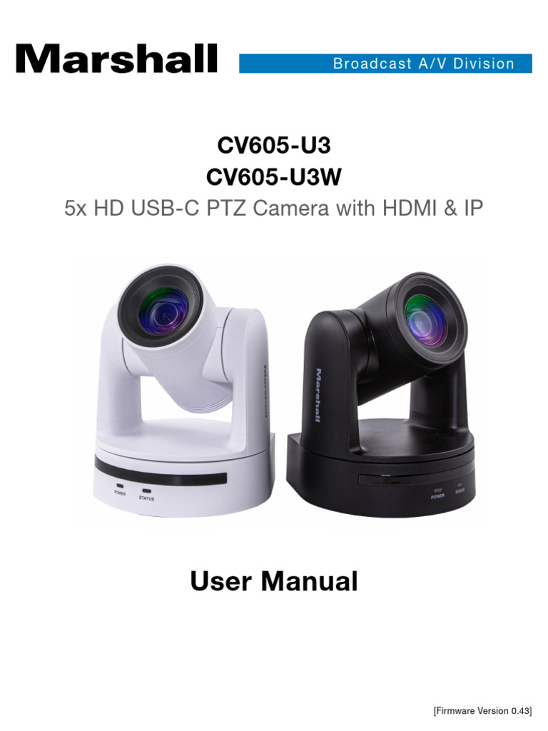 CV605-U3 PTZ Camera User Manual | PDF | Exposure (Photography) | Camera