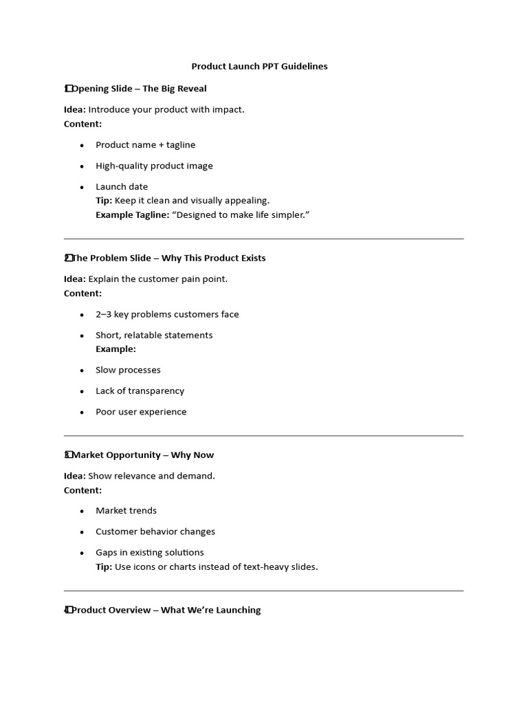 Product Launch Presentation Guidelines | PDF | Computing