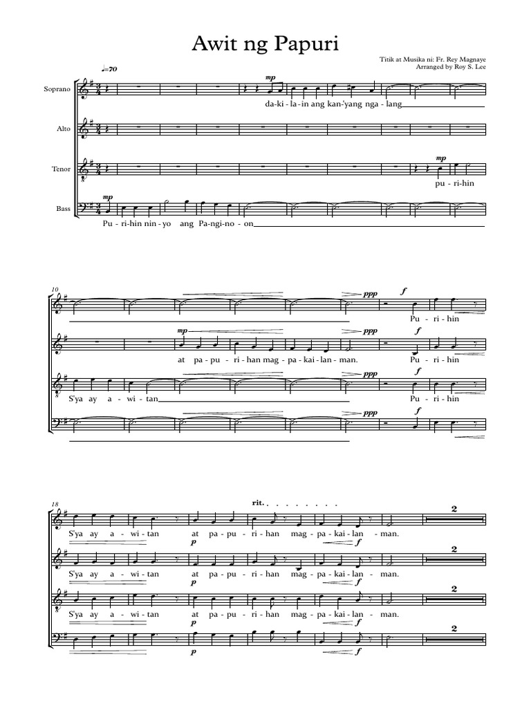 Awit NG Papuri Magnaye SATB | PDF