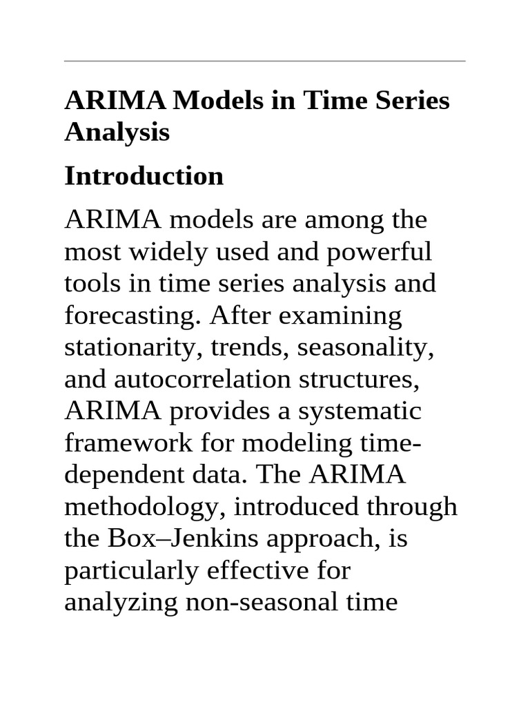 Understanding ARIMA Models for Time Series | PDF | Autoregressive ...