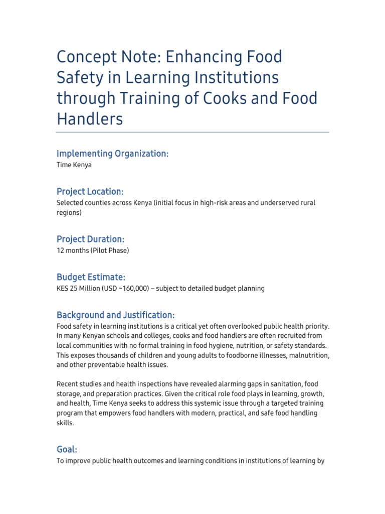Food Safety Training for Kenyan Schools | PDF | Food Safety | Public Health