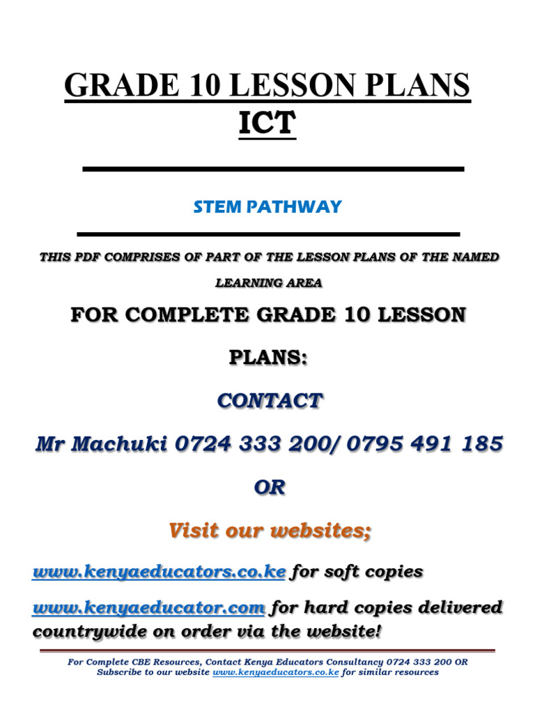 Grade 10 ICT Lesson Plans Overview | PDF | Educational Technology ...