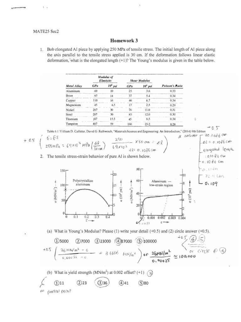 HW3 Solution | PDF | Young's Modulus | Elasticity (Physics)