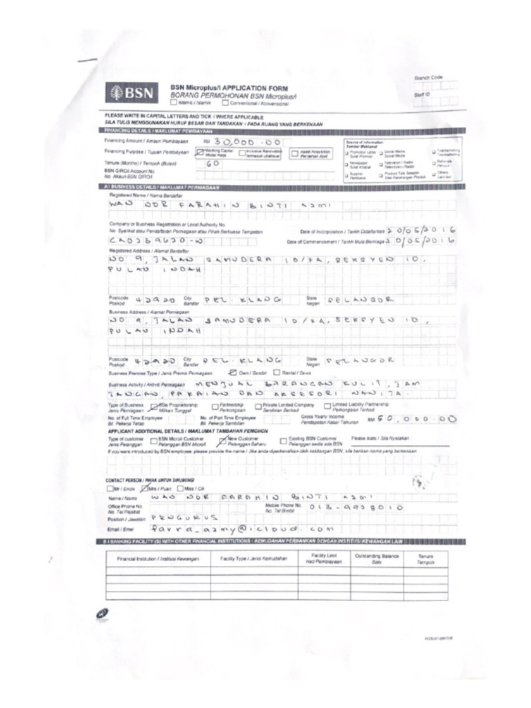 BSN Application Form | PDF