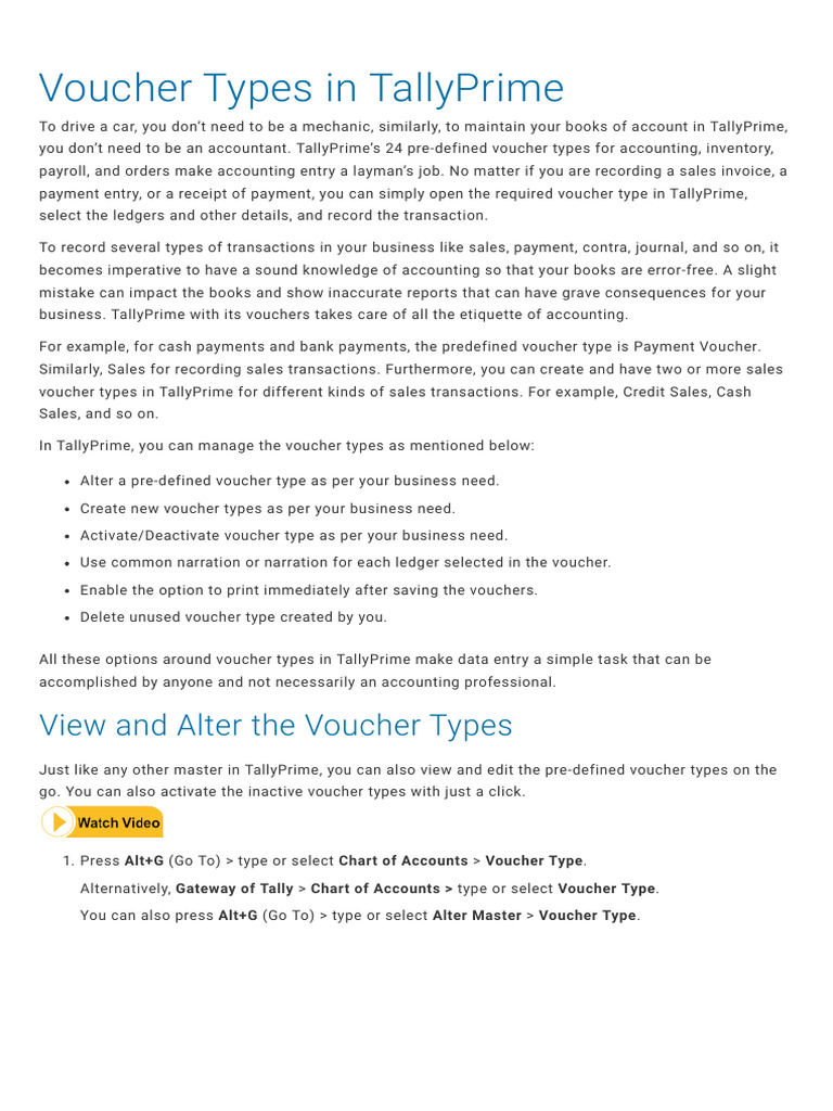 Voucher Types Tally | PDF | Voucher | Receipt
