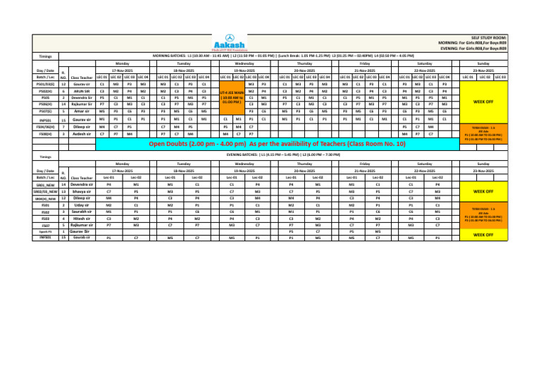 Time Tabel Engineering_17.11.2025 | PDF