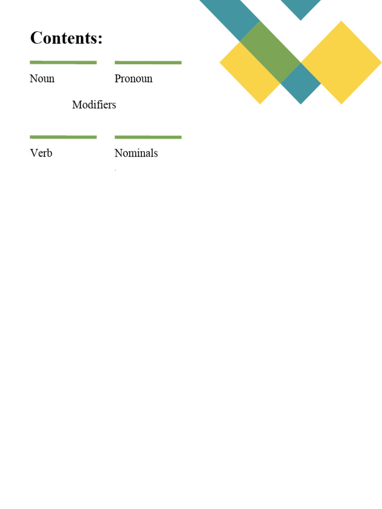 1 LEXICAL CATEGORIES_Noun, Pronoun, Verb, Nominal, Modifier | PDF ...