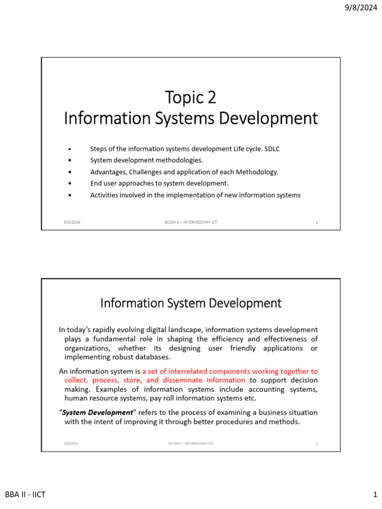 Topic 2 - Systems Development Methodologies | PDF | Software Testing ...