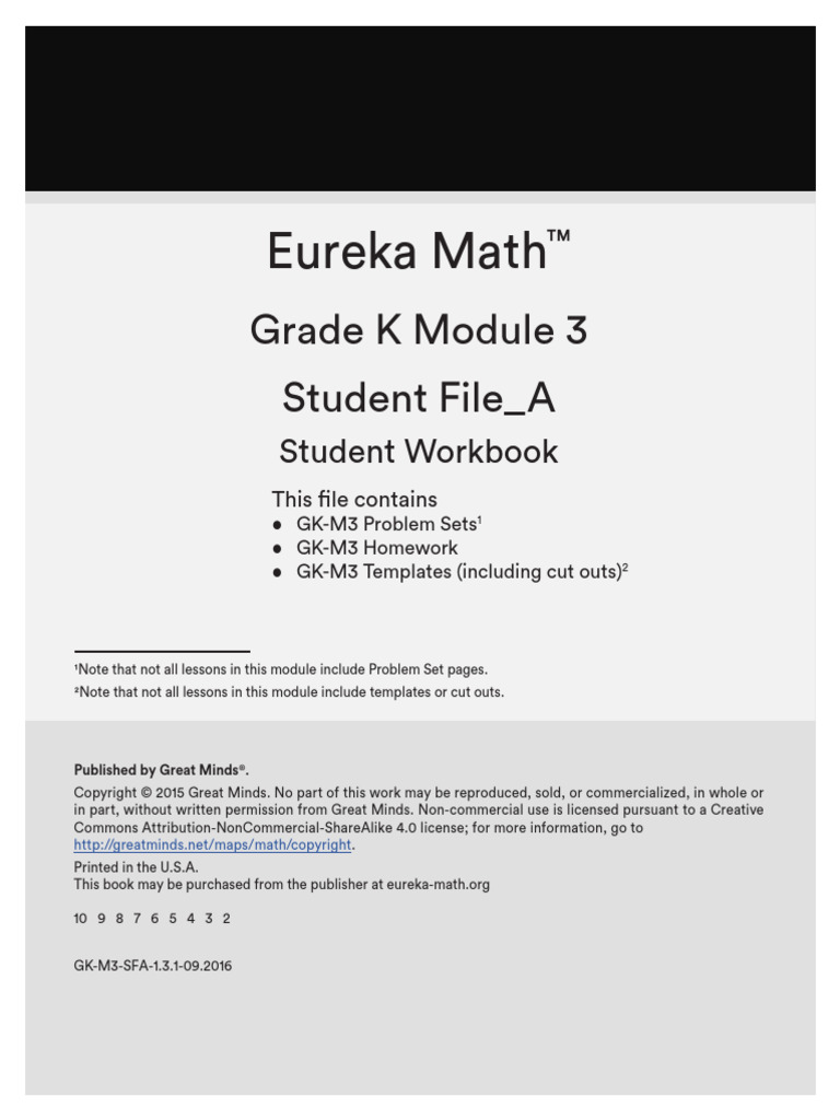 Eureka Math K Module 3 Workbook | PDF | Weighing Scale | Weight
