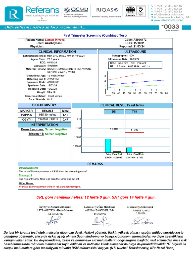 Clinical Information Ultrasound: First Trimester Screening (Combined ...