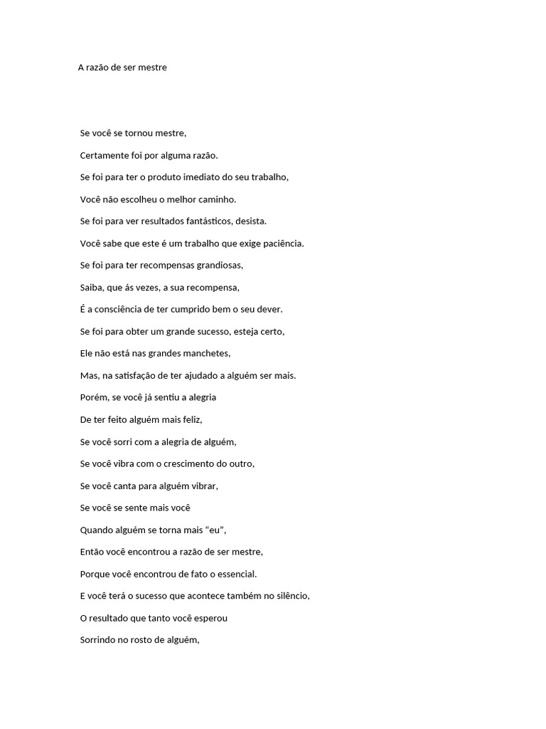 A Verdadeira Razão de Ser Mestre | PDF