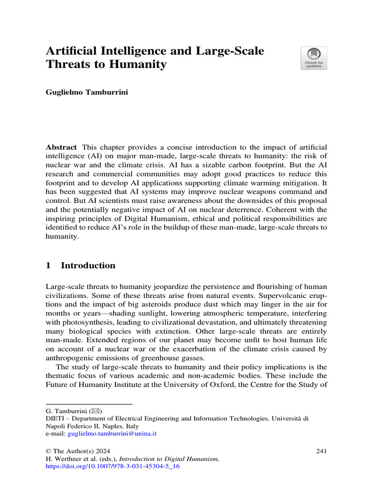 AI's Impact on Humanity's Threats | PDF | Artificial Intelligence ...