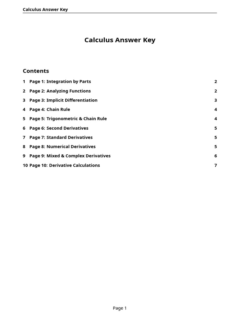 Calculus Final Answer Key (1) | PDF | Trigonometric Functions | Derivative
