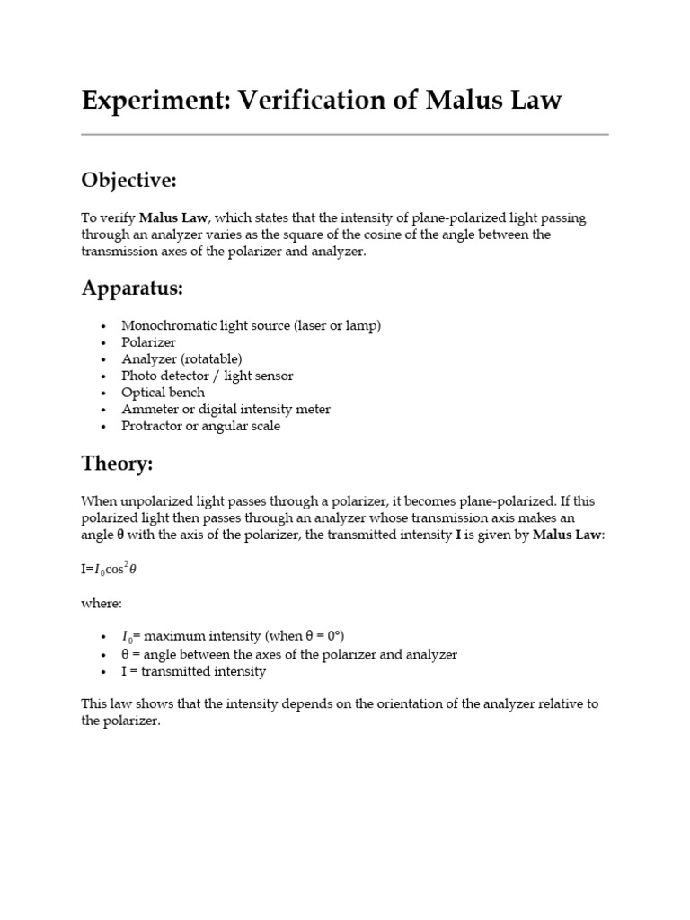 2287-S22 Malus Law | PDF | Polarization (Waves) | Light