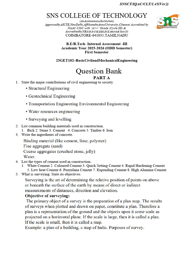 B.E/B.Tech Civil Engineering Question Bank | PDF | Concrete | Reclaimed ...