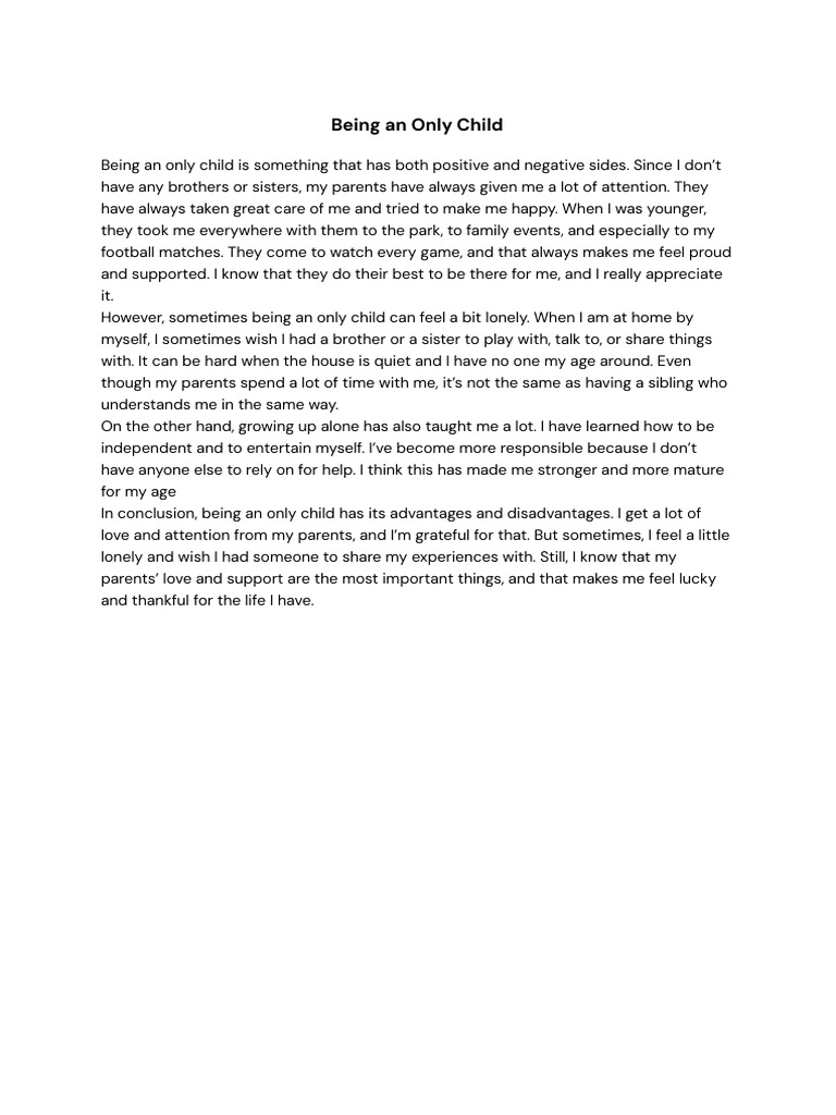 Pros and Cons of Being an Only Child | PDF