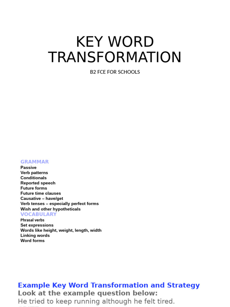 B2 FCE Key Word Transformations Guide | PDF