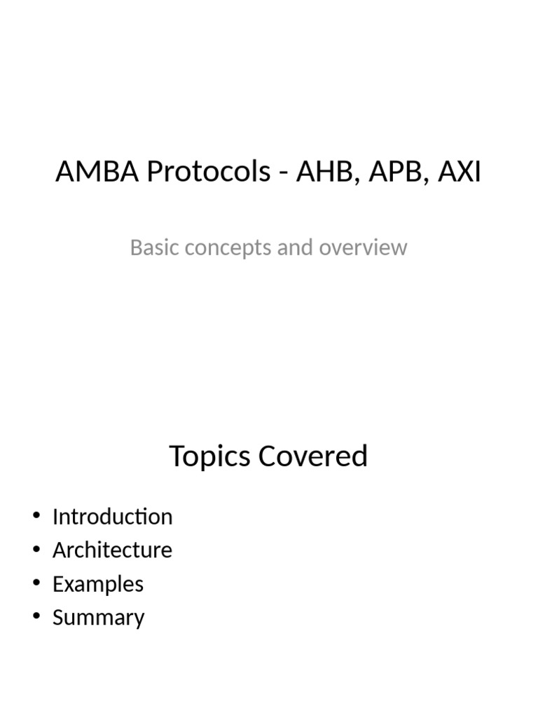 Amba Protocols - Ahb, Apb, Axi | PDF