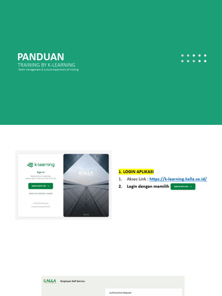 Panduan Login dan Training K-Learning | PDF