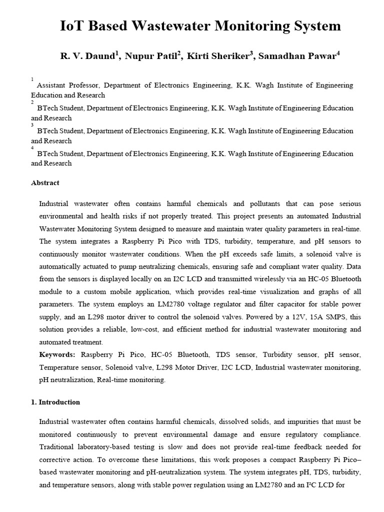 IoT Wastewater Monitoring System | PDF | Sensor | Internet Of Things