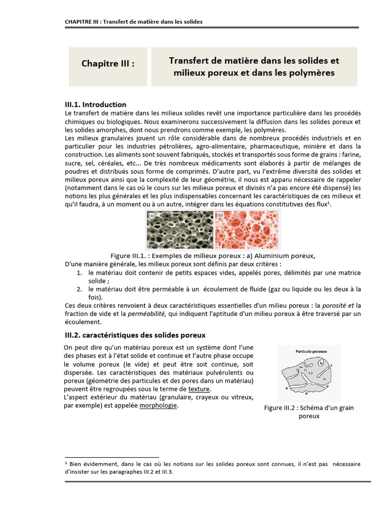 Transfert de matière dans les solides | PDF | Porosité | Matériaux